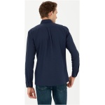 Men's Regular Navy Blue Long Sleeve Basic Shirt - Image 6