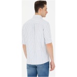Men's Regular Navy Blue Checkered White Shirt - Image 2