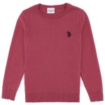 Girl's Pink Basic Crew Neck Sweater