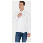 Men's Regular White Long Sleeve Basic Shirt - Image 3