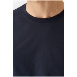 Men’s Slim navy bluw 100% Cotton Slim Fit Narrow Cut Crew Neck T-Shirt - Image 5