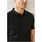 Men’s Slim Shrink-Free Cotton Fabric Slim Fit Narrow Cut Jet Black Non-Roll Polo Collar T-Shirt - Image 4