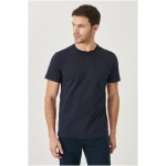 Men’s Slim navy bluw 100% Cotton Slim Fit Narrow Cut Crew Neck T-Shirt - Image 2