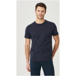 Men’s Slim navy bluw 100% Cotton Slim Fit Narrow Cut Crew Neck T-Shirt - Image 3