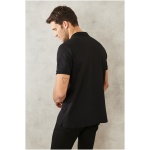 Men’s Slim Shrink-Free Cotton Fabric Slim Fit Narrow Cut Jet Black Non-Roll Polo Collar T-Shirt - Image 2
