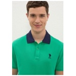 Men's Regular Highlighter Green Polo Collar T-Shirt - Image 3