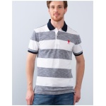 Men's Slim Light Navy Blue Polo Collar T-Shirt