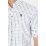 Men's Regular Navy Blue Checkered White Shirt - Image 4