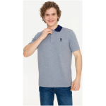 Men's Gray Melange Polo Neck T-Shirt