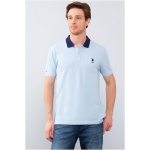 Men's Regular Blue Polo Neck T-Shirt
