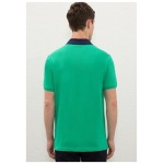 Men's Regular Highlighter Green Polo Collar T-Shirt - Image 2