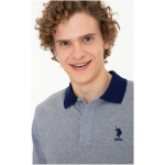 Men's Gray Melange Polo Neck T-Shirt - Image 3