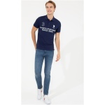 Men's Slim Navy Blue Polo Neck T-Shirt - Image 2