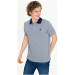 Men's Gray Melange Polo Neck T-Shirt - Image 2