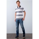 Men's Slim Light Navy Blue Polo Collar T-Shirt - Image 2