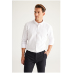 Men’s White Button Collar Easy-Iron Cotton Slim Fit Narrow Cut Oxford Shirt - Image 6