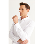 Men’s White Button Collar Easy-Iron Cotton Slim Fit Narrow Cut Oxford Shirt - Image 3