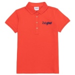 Girl's Standard red Basic Polo Neck T-Shirt