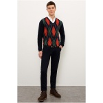Men's Slim Navy Blue Sweater - Image 3