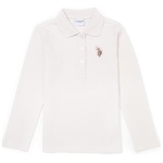 girls Standard Polo Neck Ecru Basic Sweatshirt