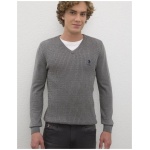 Men's Slim Gray Melange Basic Sweater