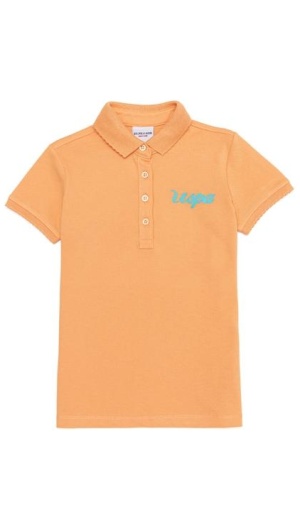 Girl's Standard Orange Basic Polo Neck T-Shirt
