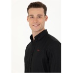 Men's Regular Black Long Sleeve Basic Shirt - Image 5