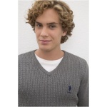 Men's Slim Gray Melange Basic Sweater - Image 3