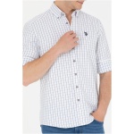 Men's Regular Navy Blue Checkered White Shirt - Image 3