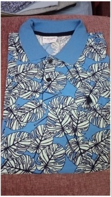 Men's Cobalt Polo Neck T-Shirt - Image 3