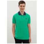 Men's Regular Highlighter Green Polo Collar T-Shirt
