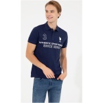 Men's Slim Navy Blue Polo Neck T-Shirt - Image 3