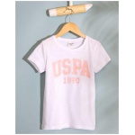 Girl's Standard white Basic Polo Neck T-Shirt