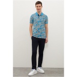 Men's Cobalt Polo Neck T-Shirt - Image 4