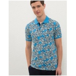 Men's Cobalt Polo Neck T-Shirt - Image 2