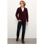 Men's Regular Burgundy Knitwear Cardigan - Image 4