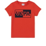 Girl's Standard red Basic Polo Neck T-Shirt
