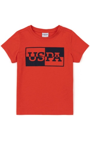 Girl's Standard red Basic Polo Neck T-Shirt