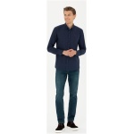 Men's Regular Navy Blue Long Sleeve Basic Shirt - Image 2