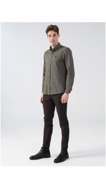 BASE. Polo Assn. slim Olive Shirt - Image 3