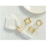 English Home Miotal Metal 4-Piece Napkin Ring 4.5 Cm Gold