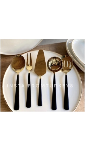 Set of 5 Gold -Black Service - from Turkey