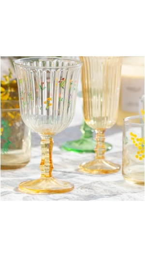 Rakle Botanical 4-Piece Footed Glass - 240 ml