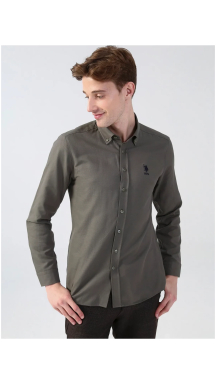 BASE. Polo Assn. slim Olive Shirt - Image 2