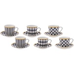 Karaca Chekers Coffee Cup Set for 6 Persons 220 Ml - Image 2