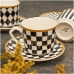 Karaca Chekers Coffee Cup Set for 6 Persons 220 Ml - Image 3