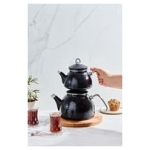 Karaca Crystal Black Enamel Midi Teapot Set - Image 4