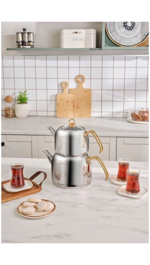 Pics 1 / 5  Karaca-Aster Maxi Teapot Set - Induction Base