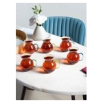 Perotti Keyfi Ala 6-Piece Borosilicate 200 ml Tea Glass Set with 6 Different Handle Colors - Image 4