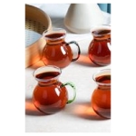 Perotti Keyfi Ala 6-Piece Borosilicate 200 ml Tea Glass Set with 6 Different Handle Colors - Image 3